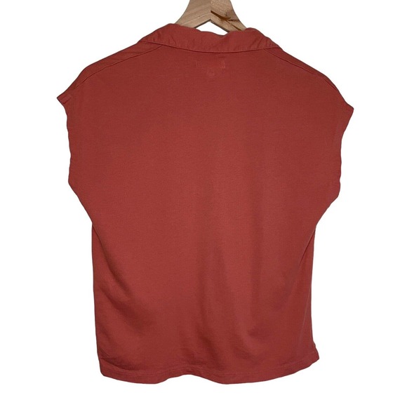 Madewell Women’s Coral Orange Relaxed Polo Tee 100% Cotton XS Extra Small - Picture 2 of 6